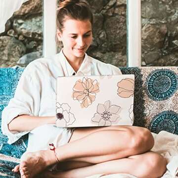 Watbro Compatible with MacBook Air 13 Inch Laptop Case 2020 2019 2018 Released A2179 M1 A2337 A1932,Plastic Hard Shell Protective Case with Keyboard Cover,Gentle line Art Print