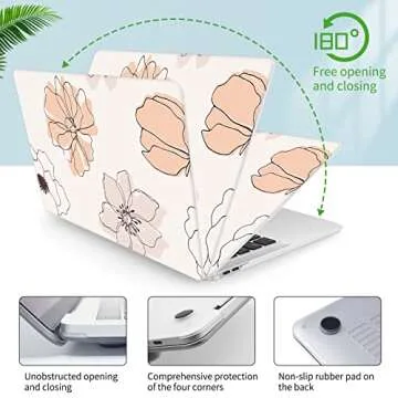 Watbro Compatible with MacBook Air 13 Inch Laptop Case 2020 2019 2018 Released A2179 M1 A2337 A1932,Plastic Hard Shell Protective Case with Keyboard Cover,Gentle line Art Print