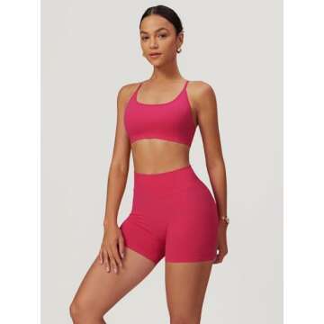 ABOCIW Workout Sets for Women Seamless High Waist Scrunch Butt Lifting Gym Impact Shorts Scoop Neck ...