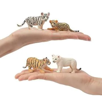 Toymany 12 Safari Animal Figurines, High Emulational Baby Plastic Zoo Animals, Lions Tigers Leopards Figure Toy Set, Easter Eggs Cake Toppers Christmas Birthday Gift for Kids Toddlers