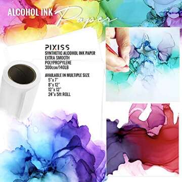 White Alcohol Ink Paper - 25 Sheets Pixiss Heavy Weight Art Paper for Alcohol Ink & Watercolor - Ext...
