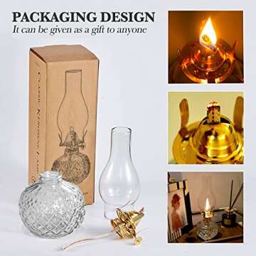 CHNLML 2 Pieces Large Chamber Oil Lamps, Glass Clear Kerosene Lamp Indoor Decorative Hurricane Lamp ...