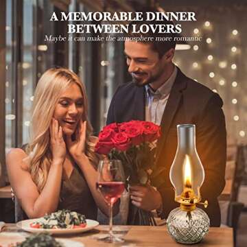 CHNLML 2 Pieces Large Chamber Oil Lamps, Glass Clear Kerosene Lamp Indoor Decorative Hurricane Lamp Oil Lantern Vintage(colorless）