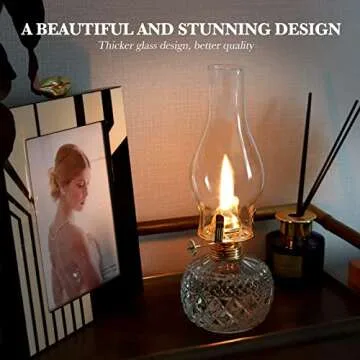 CHNLML 2 Pieces Large Chamber Oil Lamps, Glass Clear Kerosene Lamp Indoor Decorative Hurricane Lamp Oil Lantern Vintage(colorless）