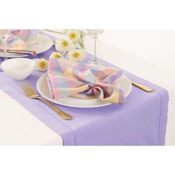 PurpleEssences Buffalo Plaid Cloth Napkins - Mitered Corners - Spring Summer Easter Gingham Check Dinner Napkin - Set of 12-100% Cotton - 18x18 Inch - Reusable Washable - Multi Color