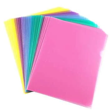 Sooez 25 Pack Clear Document Folder Project Pockets, Clear Plastic Folders Letter Size Plastic Docum...