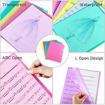 Sooez 25 Pack Clear Document Folder Project Pockets, Clear Plastic Folders Letter Size Plastic Document Folders Paper Poly Jacket Sleeves Folders Copy, 5 Assorted Colors