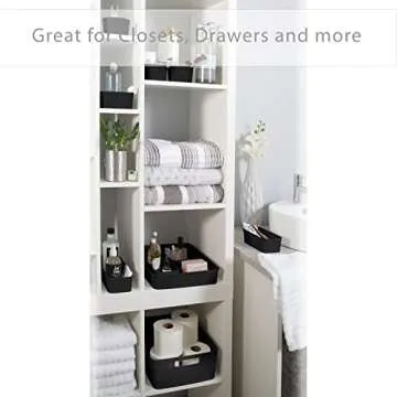 Simplify 10 Piece Organizing Set | Multiple Size Bins | Multipurpose | Office | Desk | Dorm | Bathroom | Storage Basket | Small Items | Accessories | Black