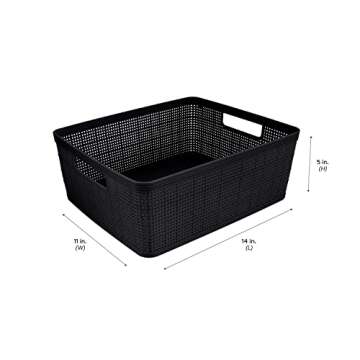 Simplify 10 Piece Organizing Set | Multiple Size Bins | Multipurpose | Office | Desk | Dorm | Bathroom | Storage Basket | Small Items | Accessories | Black