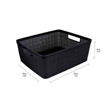 Simplify 10 Piece Organizing Set | Multiple Size Bins | Multipurpose | Office | Desk | Dorm | Bathroom | Storage Basket | Small Items | Accessories | Black