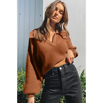 CHYRII Oversized Puff Sleeve Knitted Sweater for Women