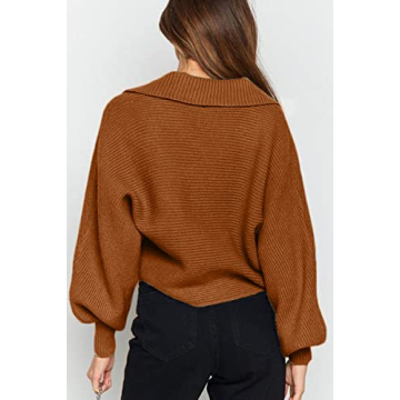 CHYRII Oversized Puff Sleeve Knitted Sweater for Women