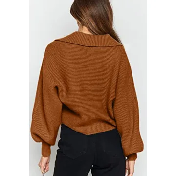 CHYRII Oversized Puff Sleeve Knitted Sweater for Women