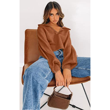 CHYRII Oversized Puff Sleeve Knitted Sweater for Women