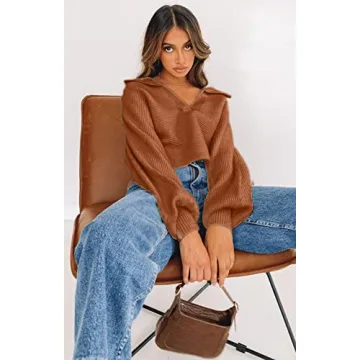 CHYRII Oversized Puff Sleeve Knitted Sweater for Women