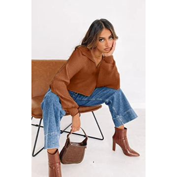 CHYRII Oversized Puff Sleeve Knitted Sweater for Women