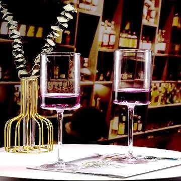 BACLIFE White Wine Glasses Set of 4 - Square wine glasses 15oz in Gift Packaging - Large Red Wine Glass on Long Stem - Unique Modern Shape - For Wedding, Anniversary, Christmas