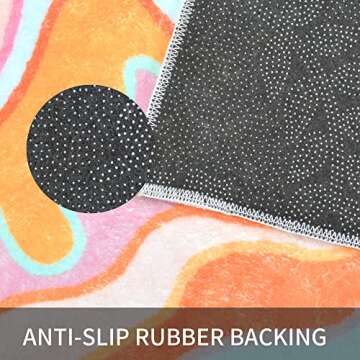 Zeeinx Rainbow Modern Area Rug (2' x 3'), Faux Wool, Non-Slip, Machine Washable, Bathroom, Bedroom Rug