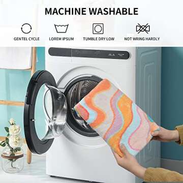 Zeeinx Rainbow Modern Area Rug (2' x 3'), Faux Wool, Non-Slip, Machine Washable, Bathroom, Bedroom Rug