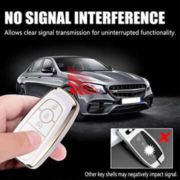 Automotive Key Shell Flexible Waterproof Silicone Key Fob Protective Cover with Stylish Aesthetic Key Ring Compatible with 4-5 Button Ford Key Fobs for Car, Truck, SUV