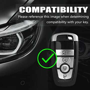 Automotive Key Shell Flexible Waterproof Silicone Key Fob Protective Cover with Stylish Aesthetic Key Ring Compatible with 4-5 Button Ford Key Fobs for Car, Truck, SUV