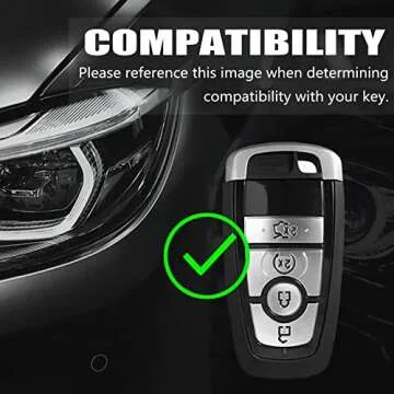 Automotive Key Shell Flexible Waterproof Silicone Key Fob Protective Cover with Stylish Aesthetic Key Ring Compatible with 4-5 Button Ford Key Fobs for Car, Truck, SUV