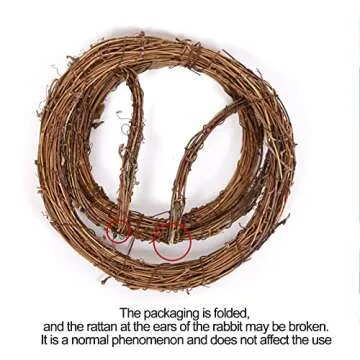 Flueyer Easter Bunny Wreath, Handmade Bunny Shaped Spring Grapevine Wreath with LED Lights and Star Bunny Garland Decorations for Front Door Home Garden Decor, Brown