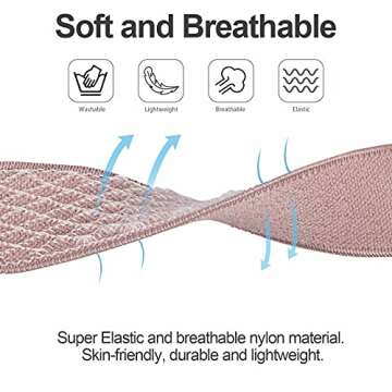 Swhatty Stretchy Nylon Solo Loop Bands Compatible with Apple Watch 38/40/41/42mm for Series 10, Adjustable Braided Sport Elastics Women Men Strap for iWatch Series 10-1 SE Black, Rose pink, Cream