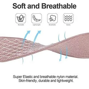 Swhatty Stretchy Nylon Solo Loop Bands Compatible with Apple Watch 38/40/41/42mm for Series 10, Adjustable Braided Sport Elastics Women Men Strap for iWatch Series 10-1 SE Black, Rose pink, Cream