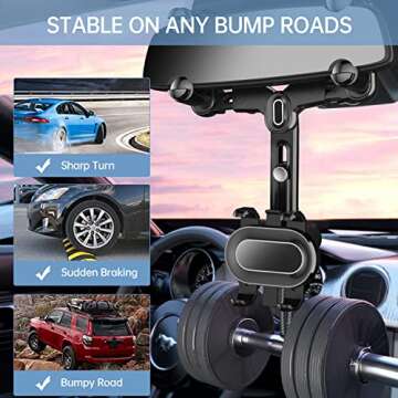 WUITIN Rearview Mirror Phone Holder - 360° Rotatable & Retractable