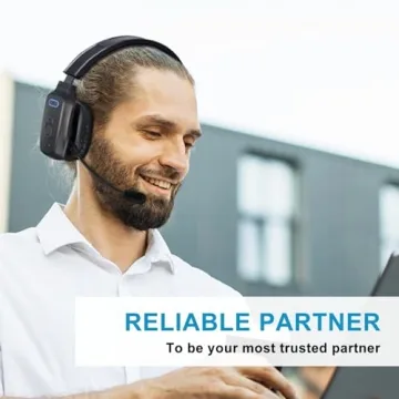 LEAYU Bluetooth Headset, Wireless Trucker Headset with Noise Canceling Microphone Truck Driver Headphone with Mute Button-Work 60Hrs for Cellphone Office Work