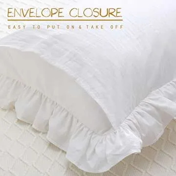 YOKKITA Shabby White Ruffle Euro Pillow Sham Covers Set of 2, Cotton Pillow Shams 26x26 inches French Farmhouse Cottage Vintage Bed Pillow Shams (Shabby White, 26x26)