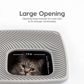 IRIS USA Premium Top Entry Cat Litter Box with Scoop - Stylish & Functional White/Gray Enclosure
