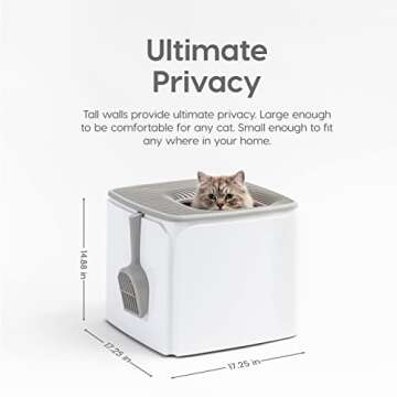 IRIS Premium Cat Litter Box - Top Entry Design, White/Gray