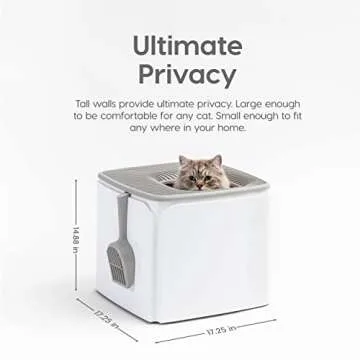 IRIS Premium Cat Litter Box - Top Entry Design, White/Gray
