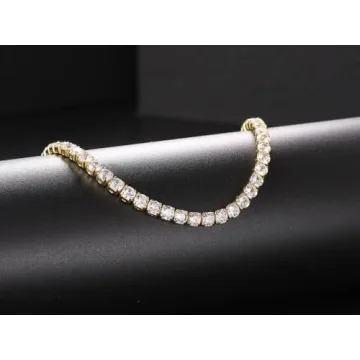 EFTOM Gold Rhinestone Tennis Necklace Elegant Diamond Choker