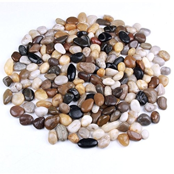 5 Pounds River Rocks, Pebbles, Garden Outdoor Decorative Stones, Natural Polished Mixed Color Stones