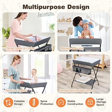 Costzon Baby Changing Table - Ergonomic Folding Diaper Station