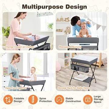 Costzon Baby Changing Table - Ergonomic Folding Diaper Station