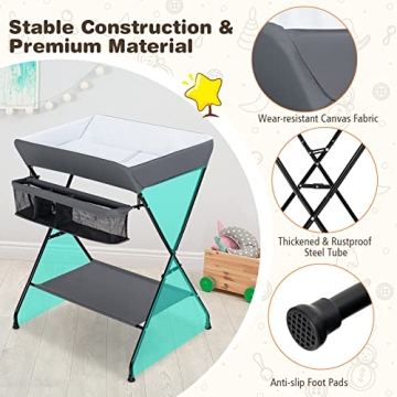 Costzon Baby Changing Table - Ergonomic Folding Diaper Station