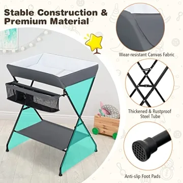 Costzon Baby Changing Table - Ergonomic Folding Diaper Station