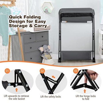 Costzon Baby Changing Table - Ergonomic Folding Diaper Station