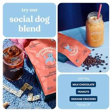 Chamberlain Coffee Social Dog Blend, Full Bodied Organic Coffee with Complex yet Smooth Notes of Milk Chocolate, Roasted Peanuts, Brown Sugar, Graham Cracker, Fresh Ground 12oz