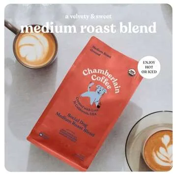 Chamberlain Coffee Social Dog Blend, Full Bodied Organic Coffee with Complex yet Smooth Notes of Milk Chocolate, Roasted Peanuts, Brown Sugar, Graham Cracker, Fresh Ground 12oz