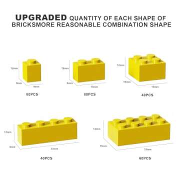 WEBRICK 300 Pcs Classic Building Bricks, Yellow Bulk Bricks,Compatible with Major Brands Parts and P...
