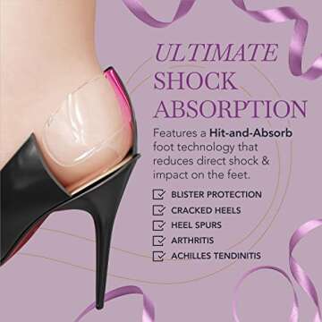 Ballotte Silicone Heel Protectors, Foot Grips for Women, Soft Silicone Shoe Inserts for Big Shoes, Alleviates Slipping & Discomfort, Comfortable Cushioning for High Heels, 8-Pack (Double Cushioned)