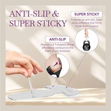 Ballotte Silicone Heel Protectors, Foot Grips for Women, Soft Silicone Shoe Inserts for Big Shoes, Alleviates Slipping & Discomfort, Comfortable Cushioning for High Heels, 8-Pack (Double Cushioned)