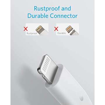 Anker Powerline Lightning to USB Cable, (6 ft MFi Certified), Charging/Sync Lightning Cord Compatible with iPhone 11 Pro/Xs Max/XR/X / 8/7 / 6S / 6, iPad and More (Upgraded)