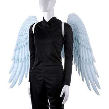 Himine Non-Woven Fabric Festive Party Angel Wings Suitable for Men and Women Decorative Wings (White+Blue)