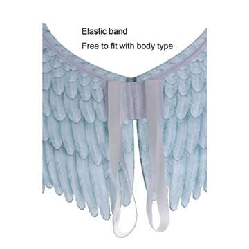 Himine Non-Woven Fabric Festive Party Angel Wings Suitable for Men and Women Decorative Wings (White+Blue)